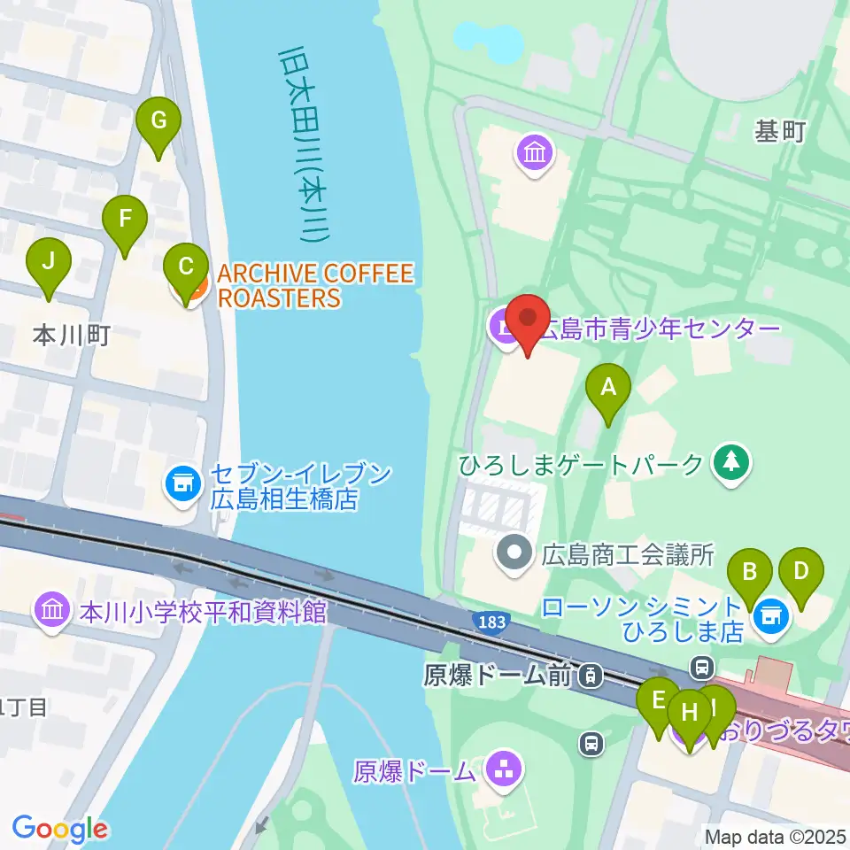 広島市青少年センター周辺のカフェ一覧地図