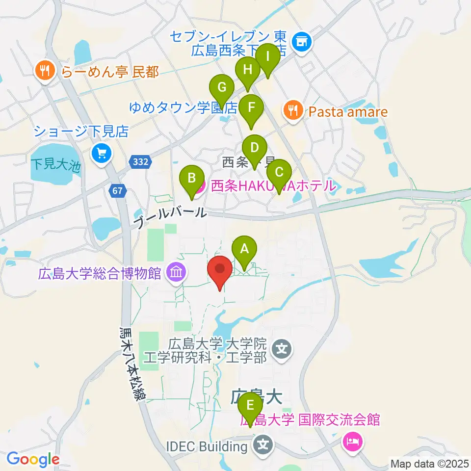 広島大学サタケメモリアルホール周辺のカフェ一覧地図
