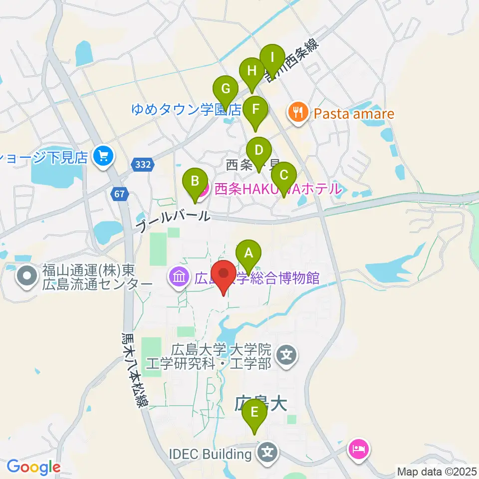 広島大学サタケメモリアルホール周辺のカフェ一覧地図