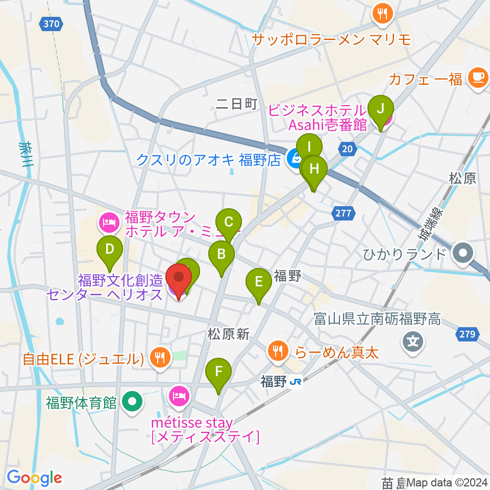 福野文化創造センター ヘリオス周辺のカフェ一覧地図