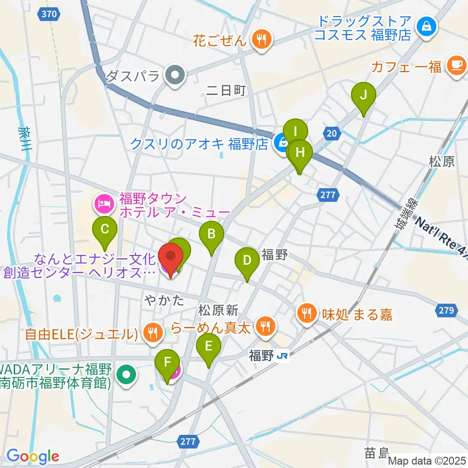 なんとエナジー文化創造センターヘリオス周辺のカフェ一覧地図