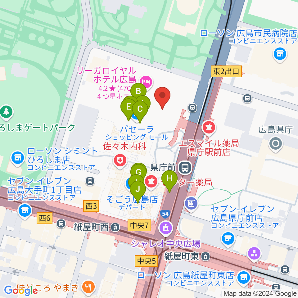 NTTクレドホール周辺のカフェ一覧地図