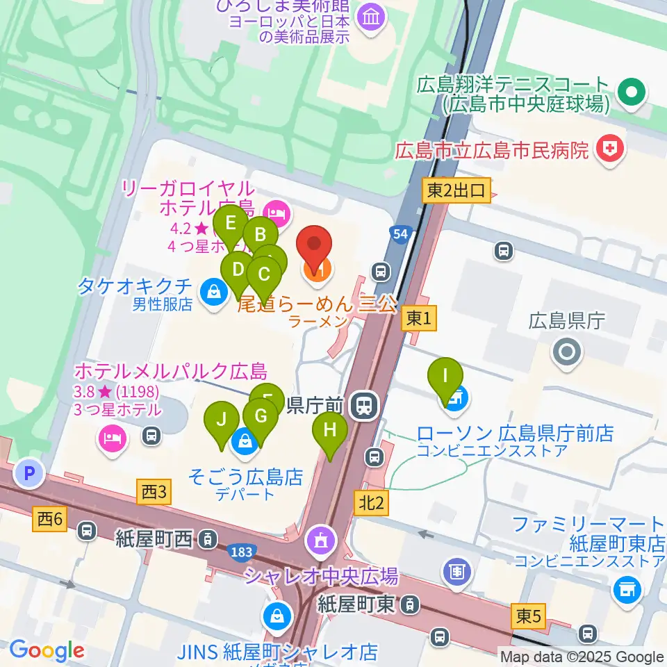 NTTクレドホール周辺のカフェ一覧地図
