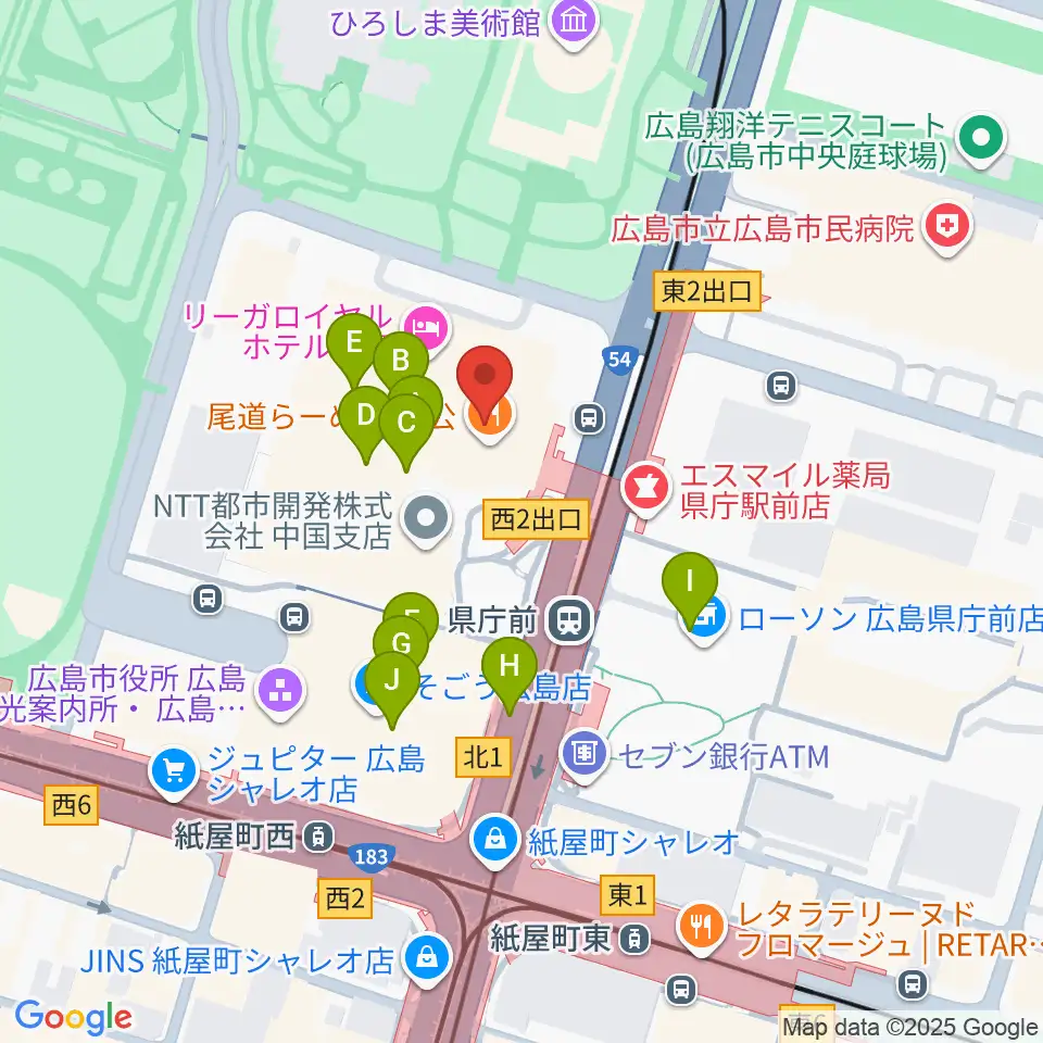 NTTクレドホール周辺のカフェ一覧地図