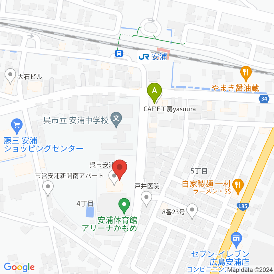 安浦まちづくりセンター周辺のカフェ一覧地図