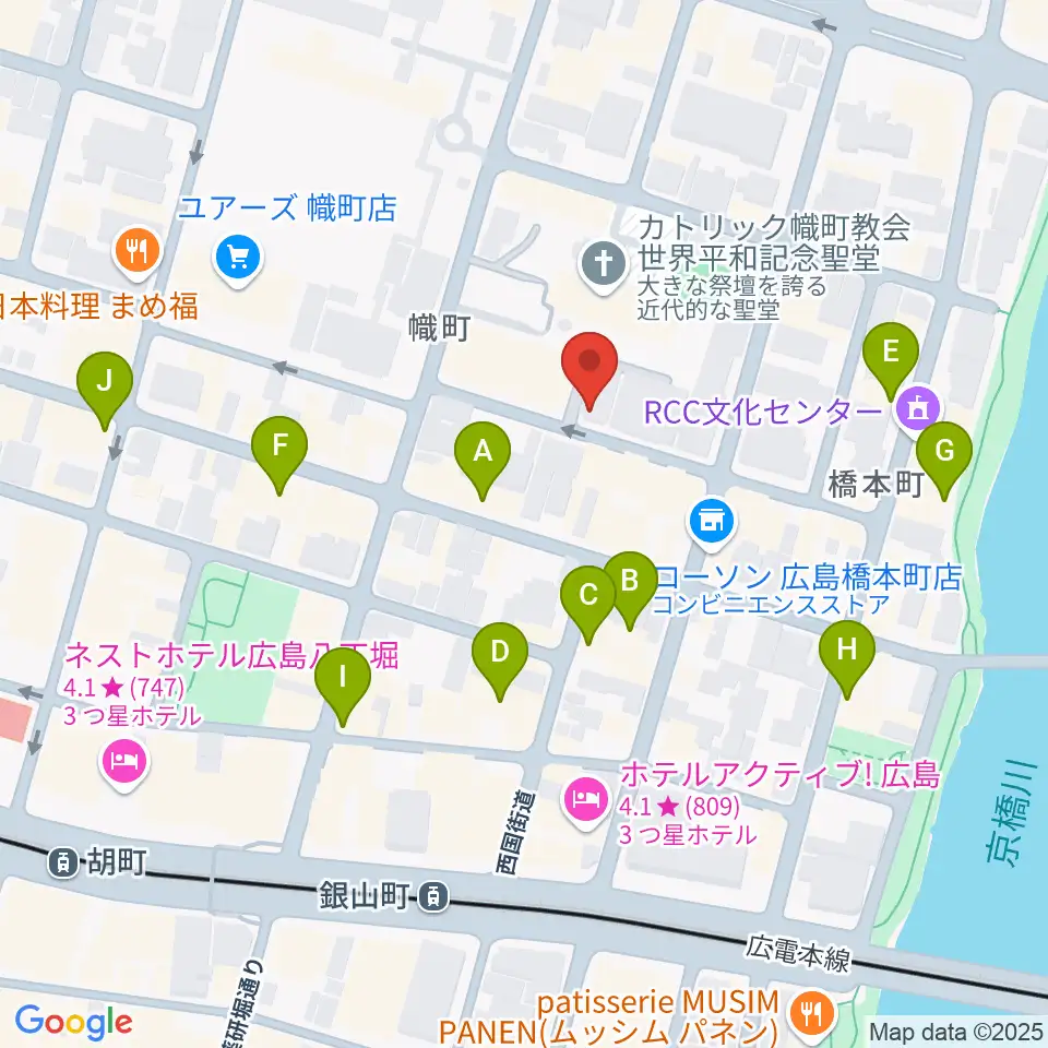 エリザベト音楽大学セシリアホール周辺のカフェ一覧地図