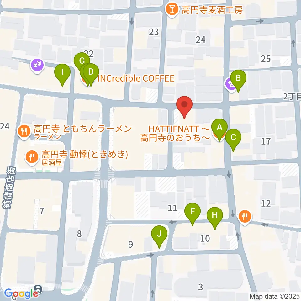 高円寺スタジオ・コヤーマ周辺のカフェ一覧地図