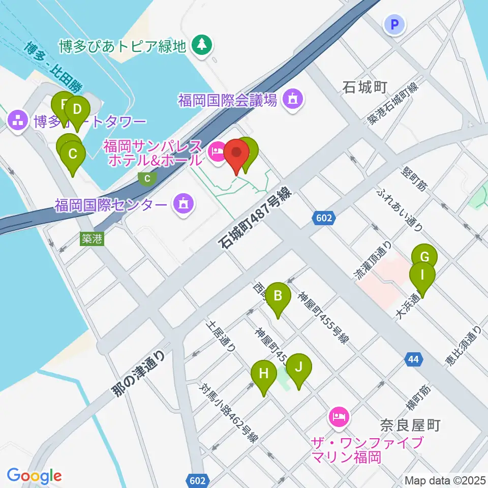 湾岸劇場 博多扇貝周辺のカフェ一覧地図