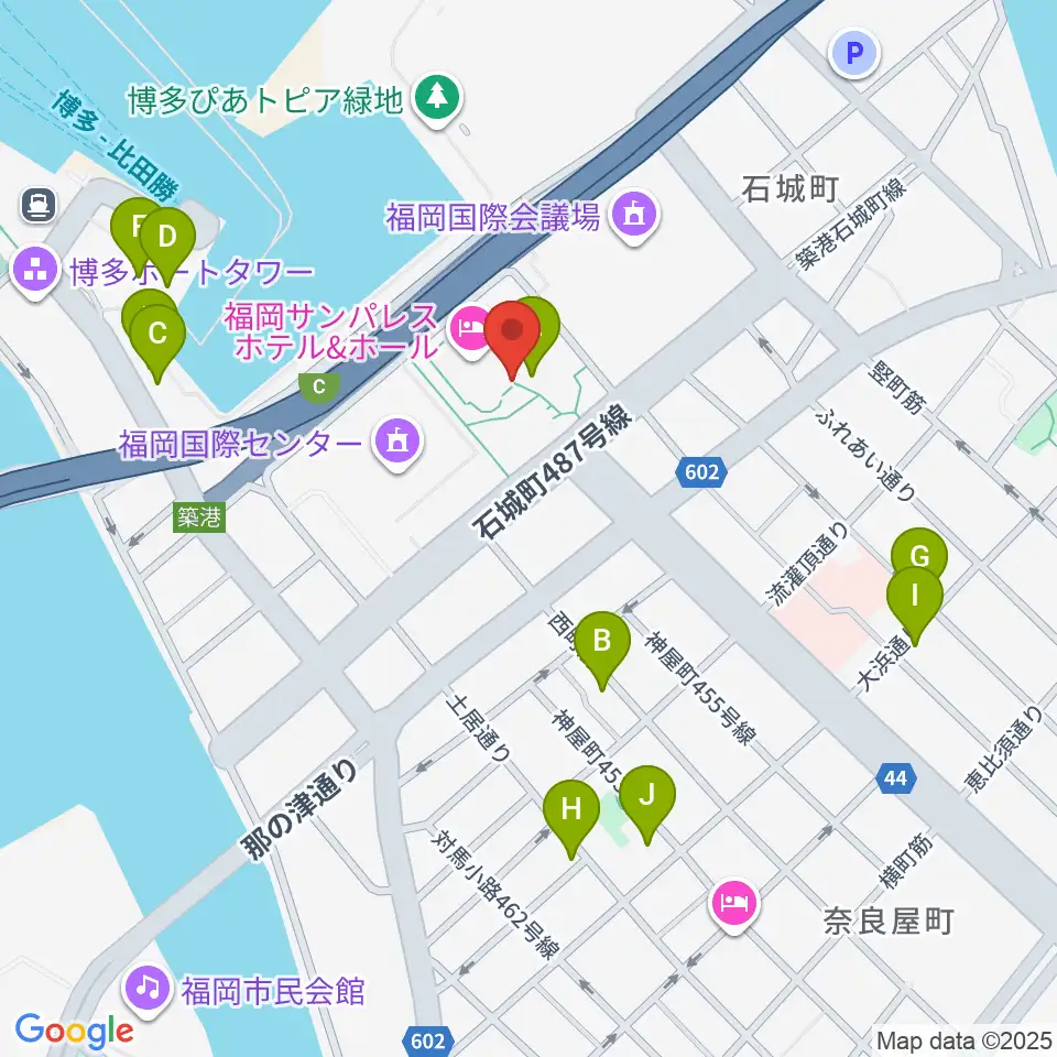 湾岸劇場 博多扇貝周辺のカフェ一覧地図