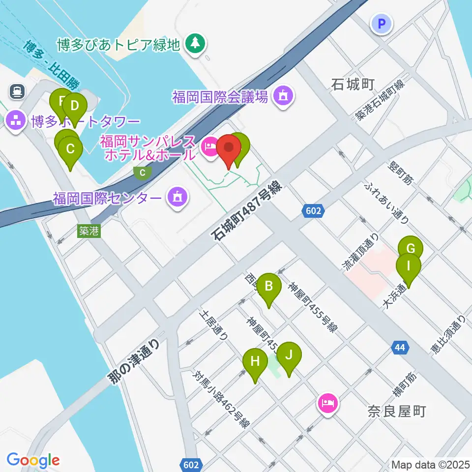 湾岸劇場 博多扇貝周辺のカフェ一覧地図