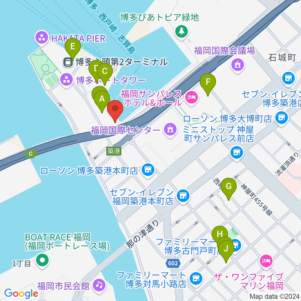 ベイサイドライブホール周辺のカフェ一覧地図