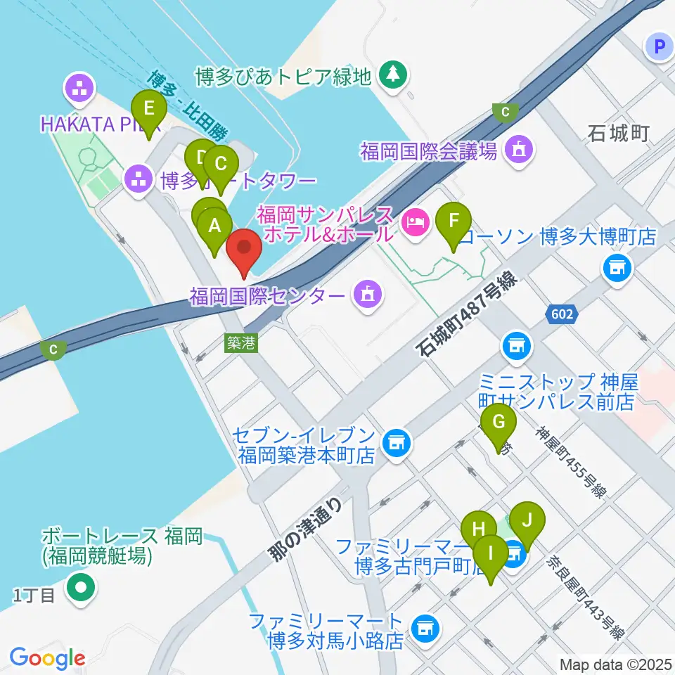 ベイサイドライブホール周辺のカフェ一覧地図