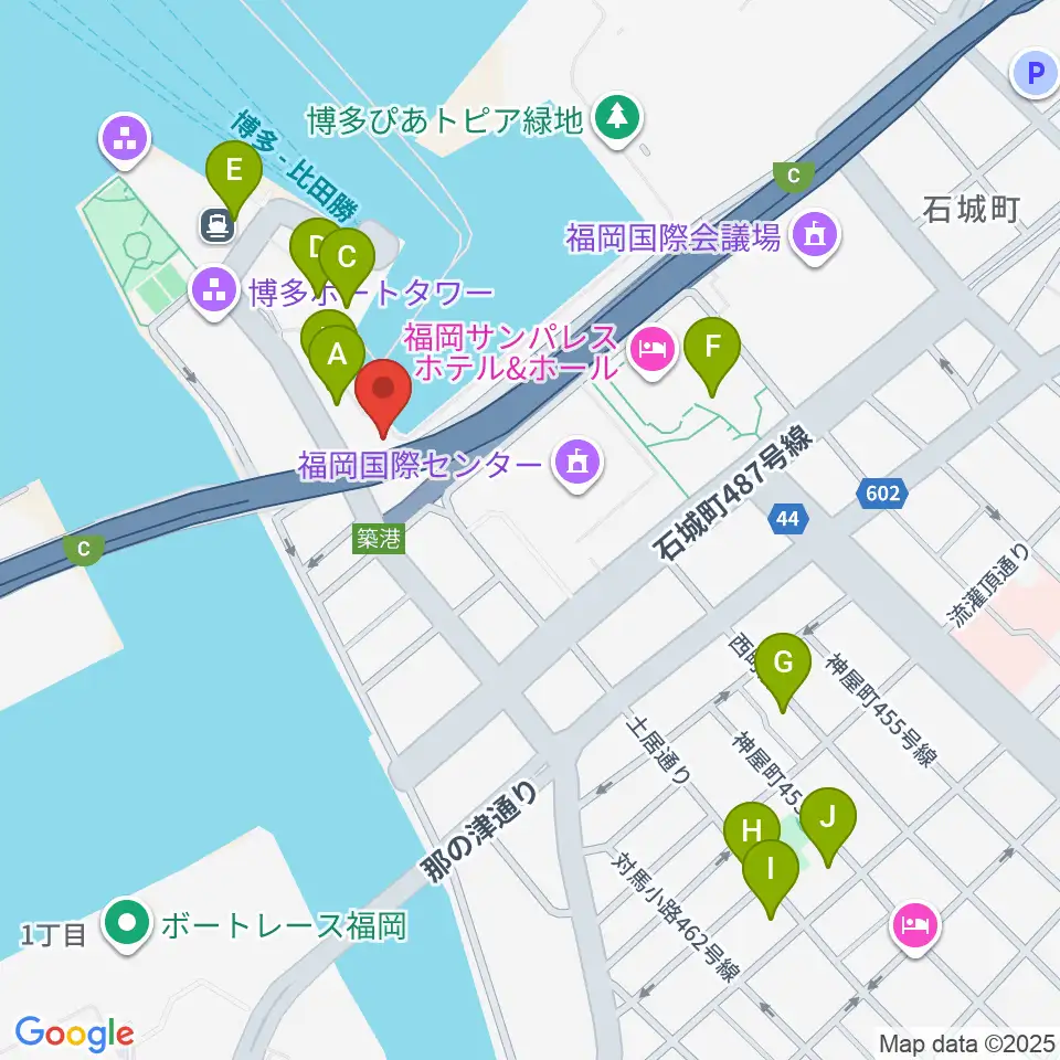 ベイサイドライブホール周辺のカフェ一覧地図