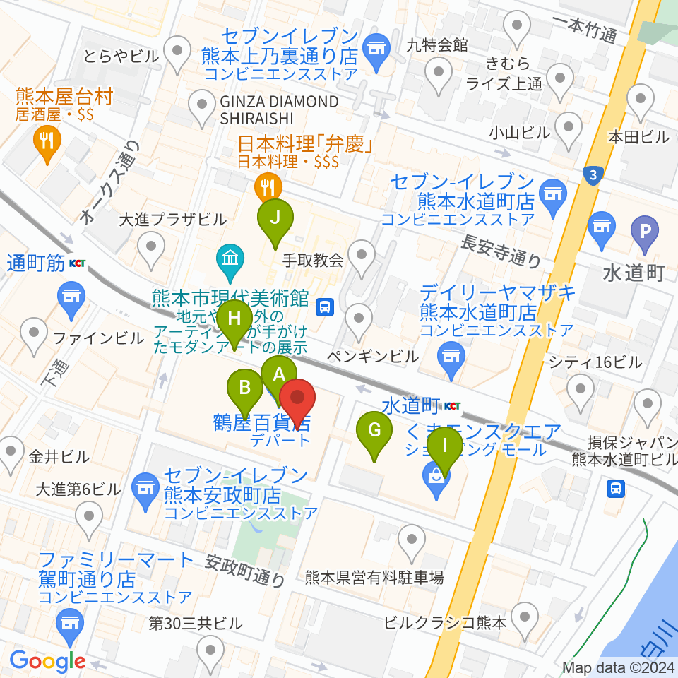 NHK文化センター 熊本教室周辺のカフェ一覧地図