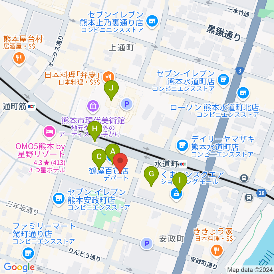 NHK文化センター 熊本教室周辺のカフェ一覧地図