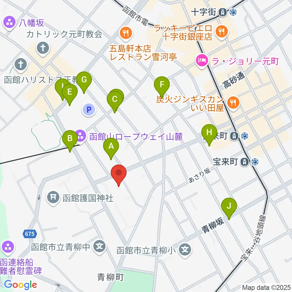 函館市公民館周辺のカフェ一覧地図
