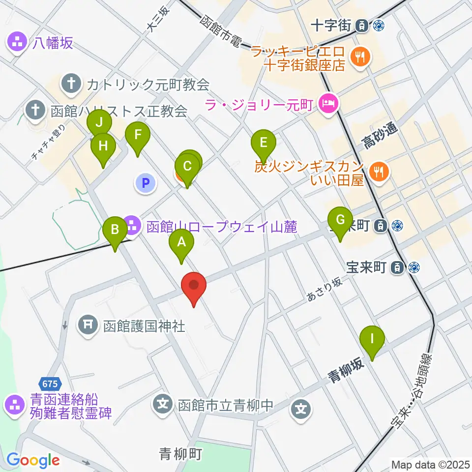 函館市公民館周辺のカフェ一覧地図