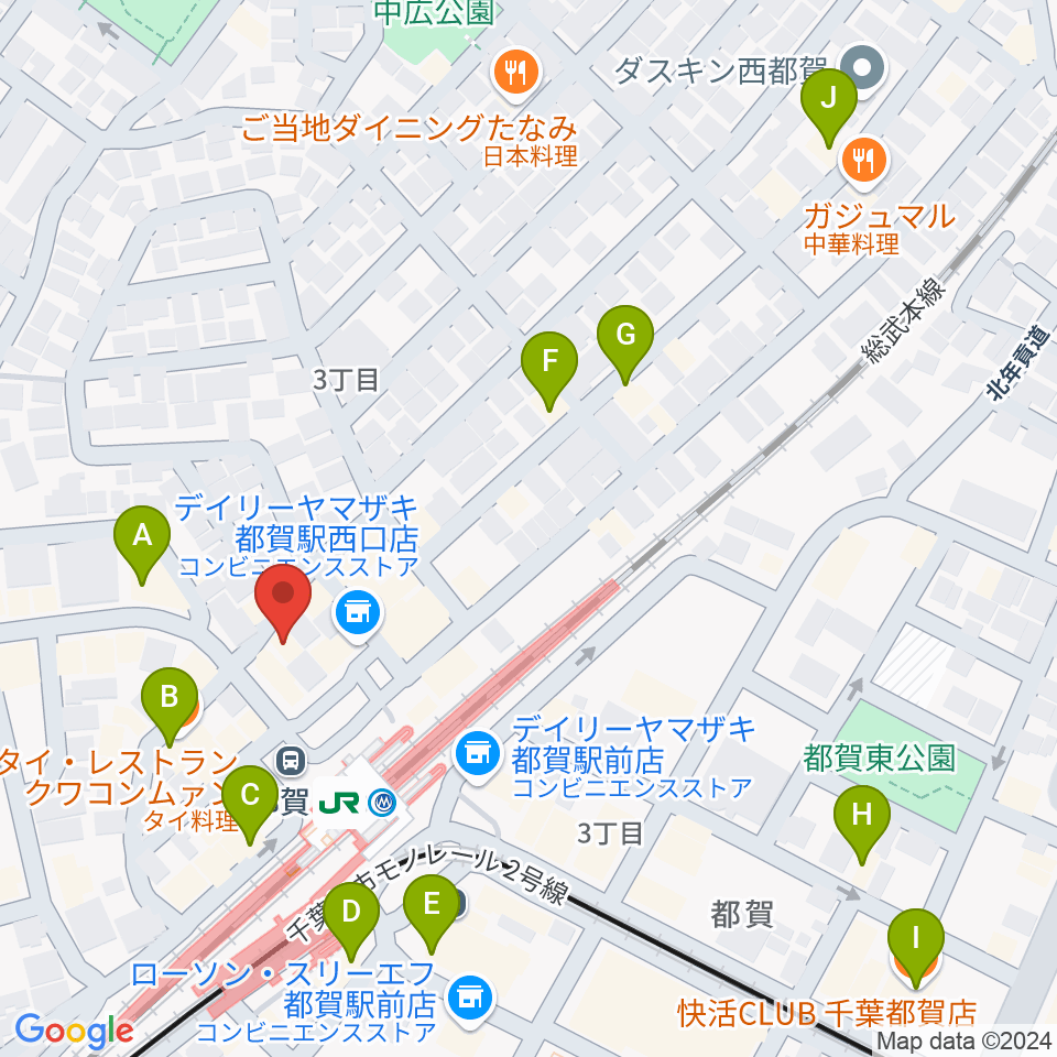 アイバ楽器 都賀センター周辺のカフェ一覧地図