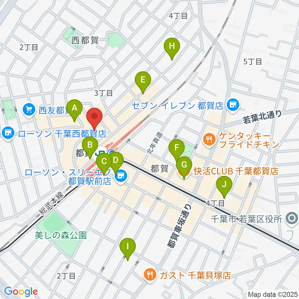 アイバ楽器 都賀センター周辺のカフェ一覧地図