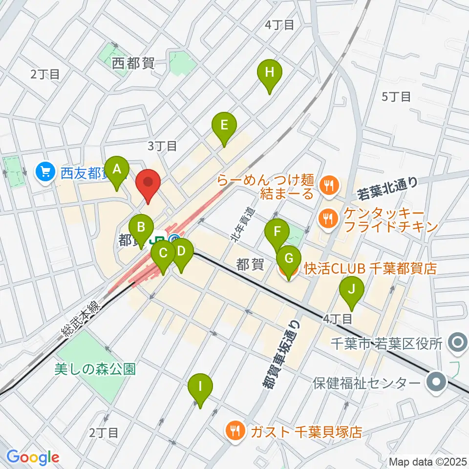 アイバ楽器 都賀センター周辺のカフェ一覧地図