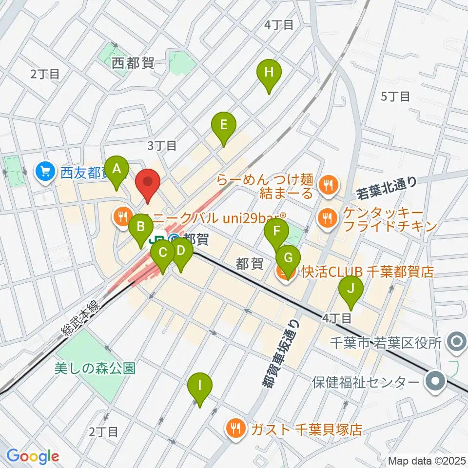 アイバ楽器 都賀センター周辺のカフェ一覧地図