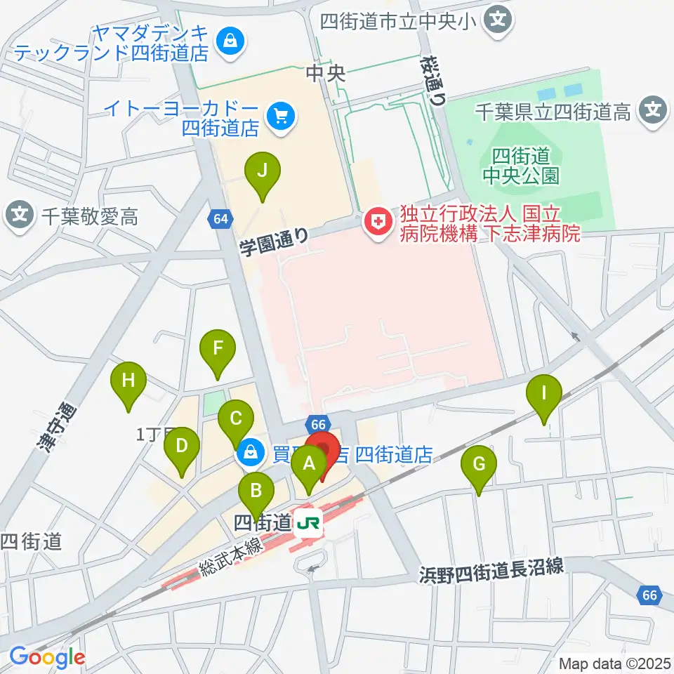 アイバ楽器 四街道駅前センター周辺のカフェ一覧地図
