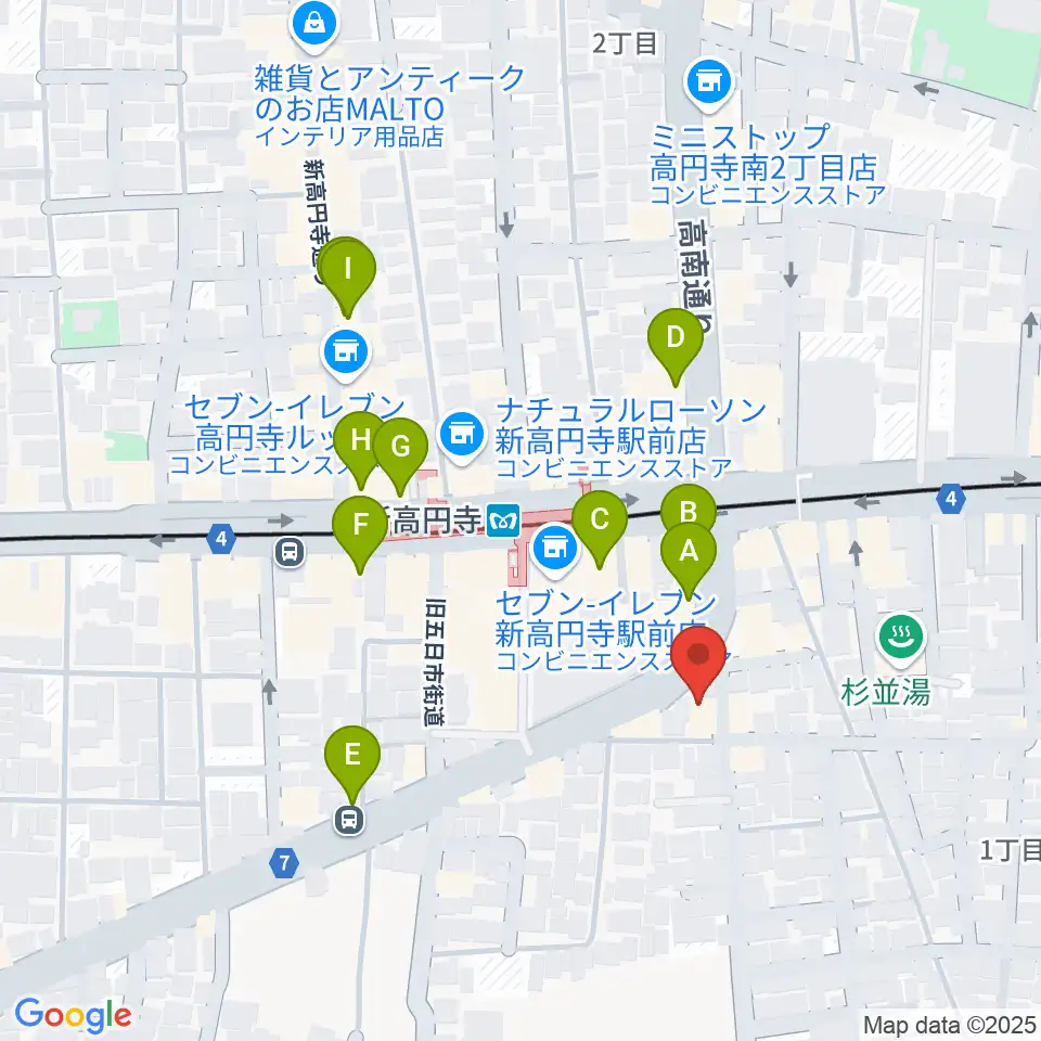 新高円寺カナデミア周辺のカフェ一覧地図