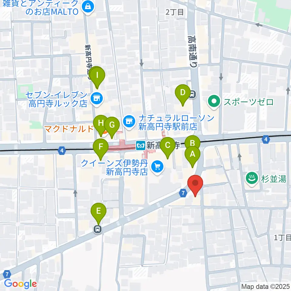 新高円寺カナデミア周辺のカフェ一覧地図
