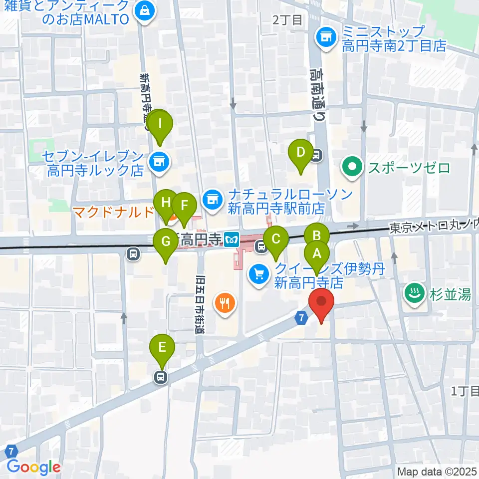 新高円寺カナデミア周辺のカフェ一覧地図
