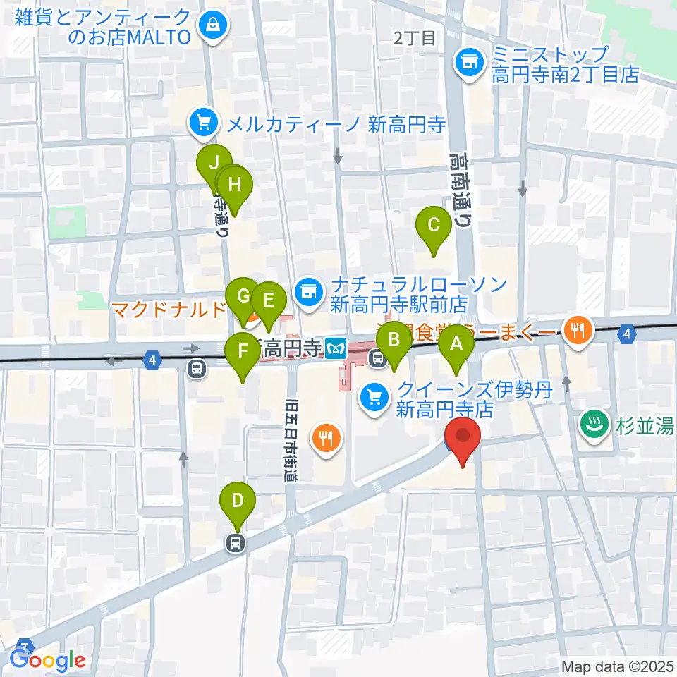 新高円寺カナデミア周辺のカフェ一覧地図
