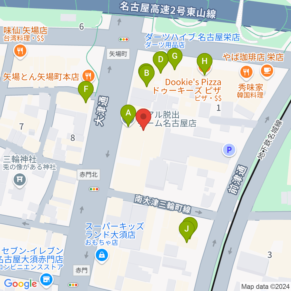 名古屋大須RAD HALL周辺のカフェ一覧地図