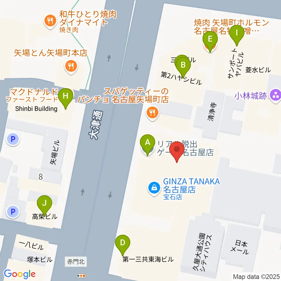 名古屋大須RAD HALL周辺のカフェ一覧地図