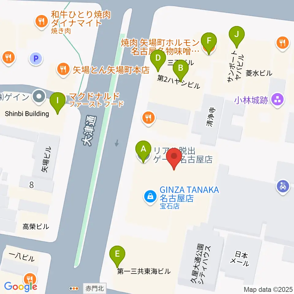 名古屋大須RAD HALL周辺のカフェ一覧地図