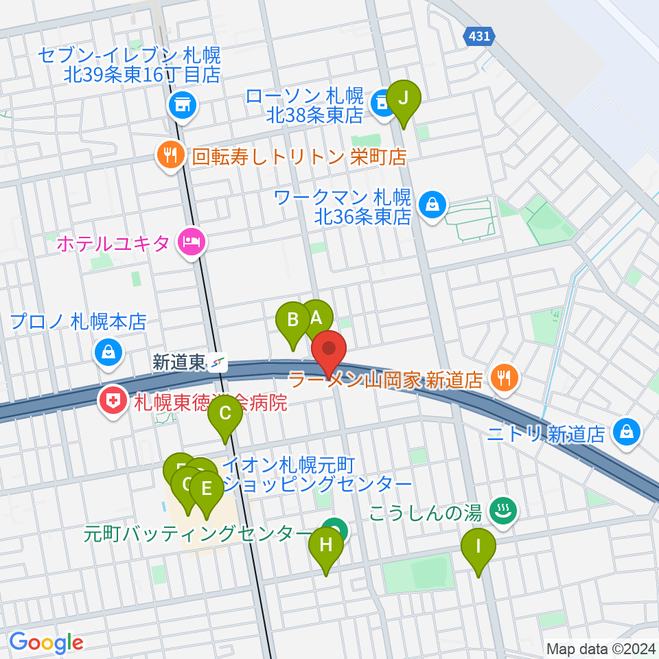 札幌SOLID周辺のカフェ一覧地図