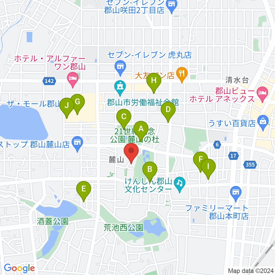 NHK文化センター 郡山教室周辺のカフェ一覧地図