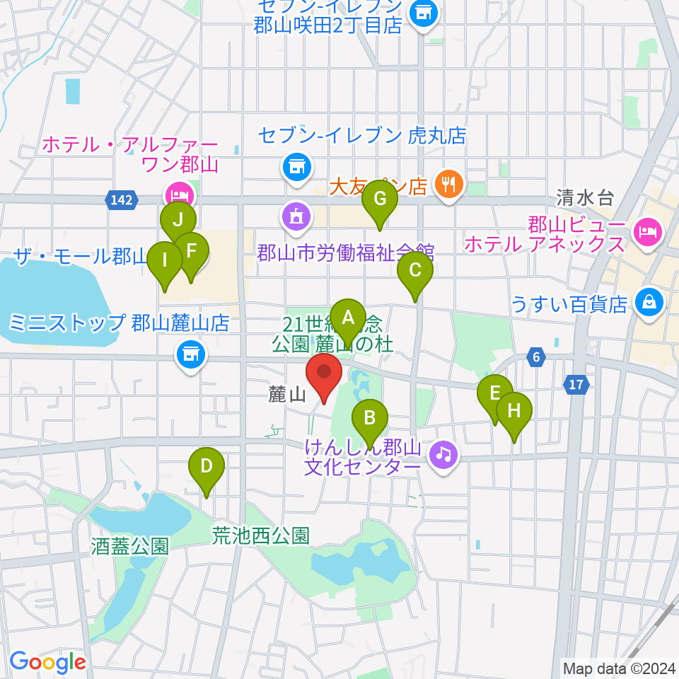 NHK文化センター 郡山教室周辺のカフェ一覧地図