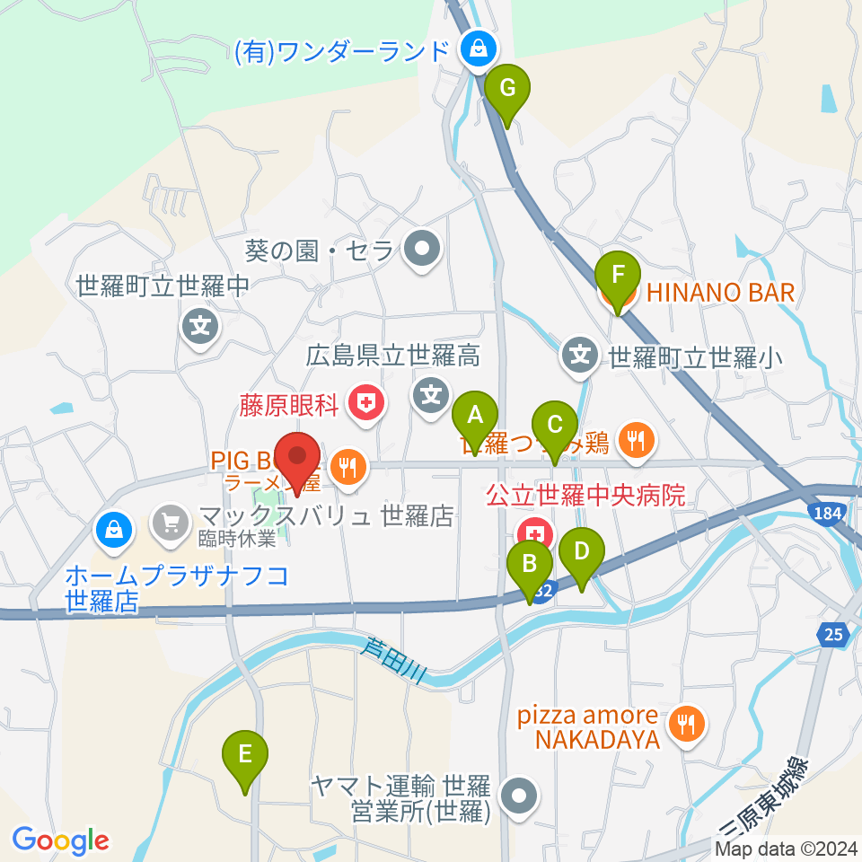 せら文化センター パストラルホール周辺のカフェ一覧地図