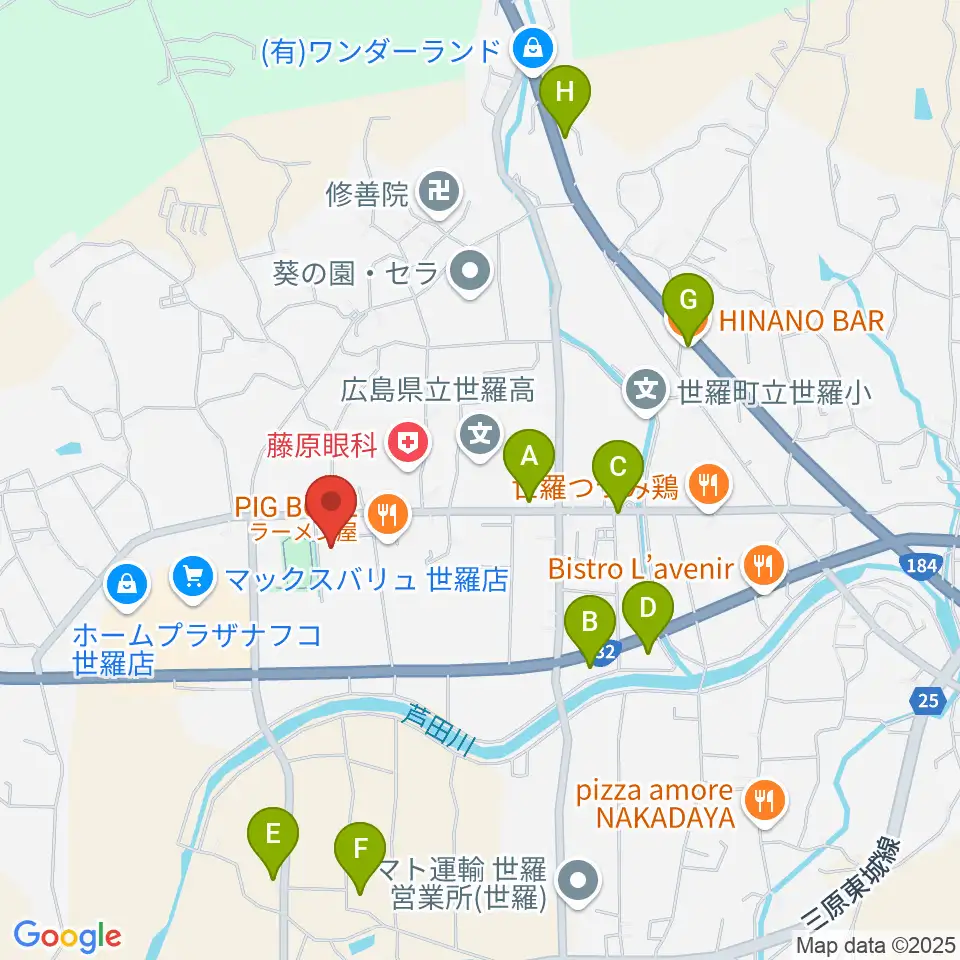 せら文化センター パストラルホール周辺のカフェ一覧地図