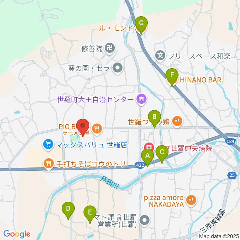 せら文化センター パストラルホール周辺のカフェ一覧地図