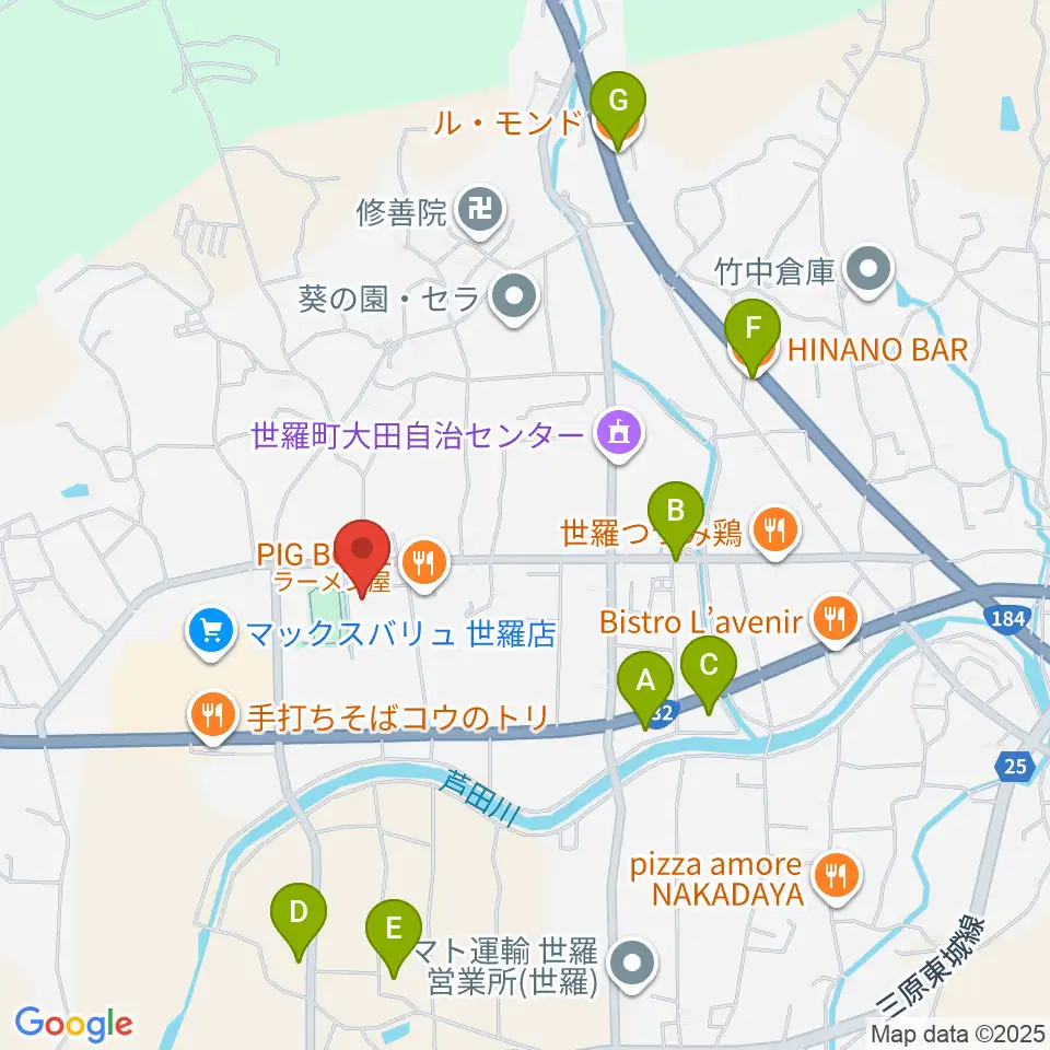 せら文化センター パストラルホール周辺のカフェ一覧地図