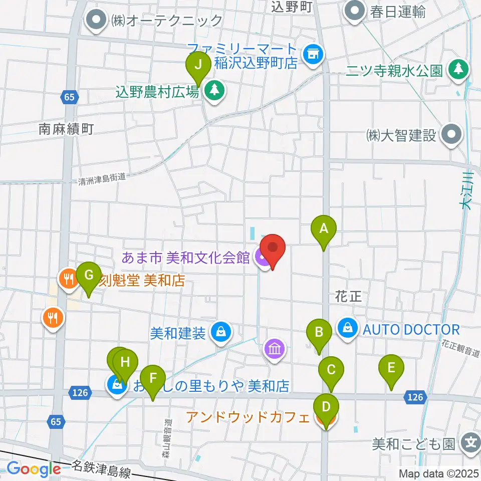 あま市美和文化会館周辺のカフェ一覧地図