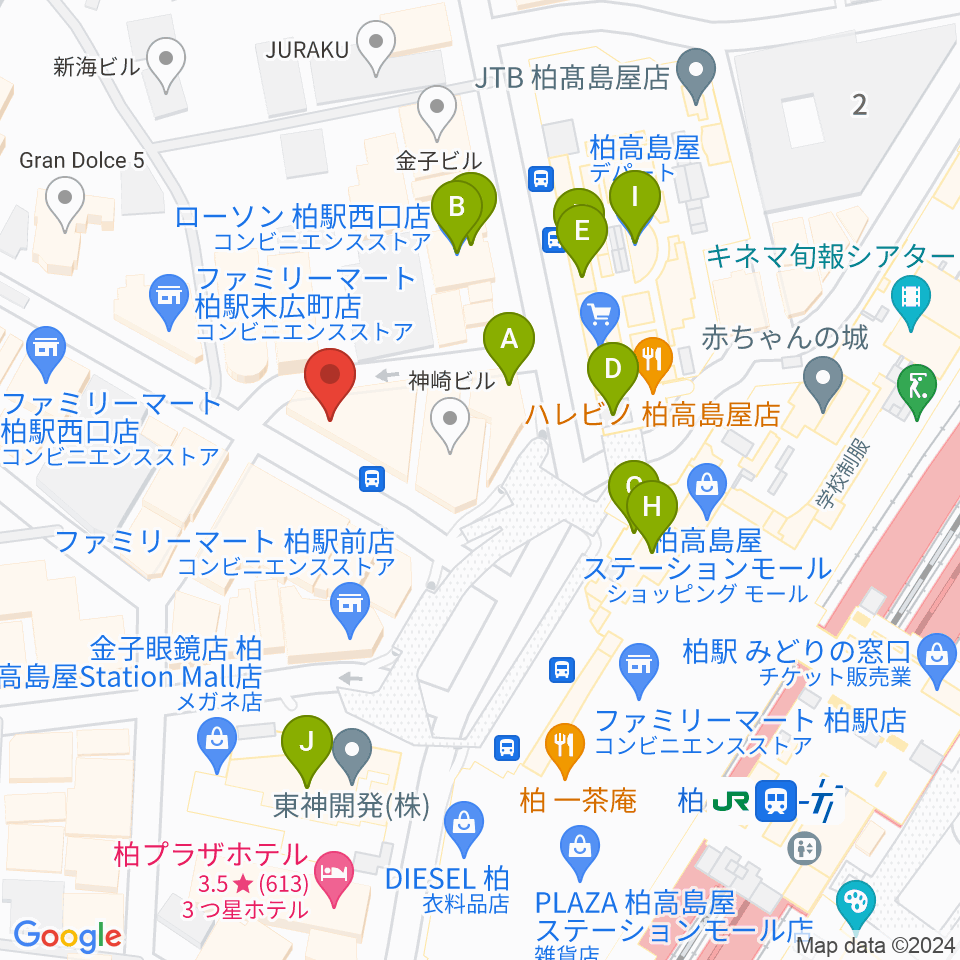 NHK文化センター柏教室周辺のカフェ一覧地図