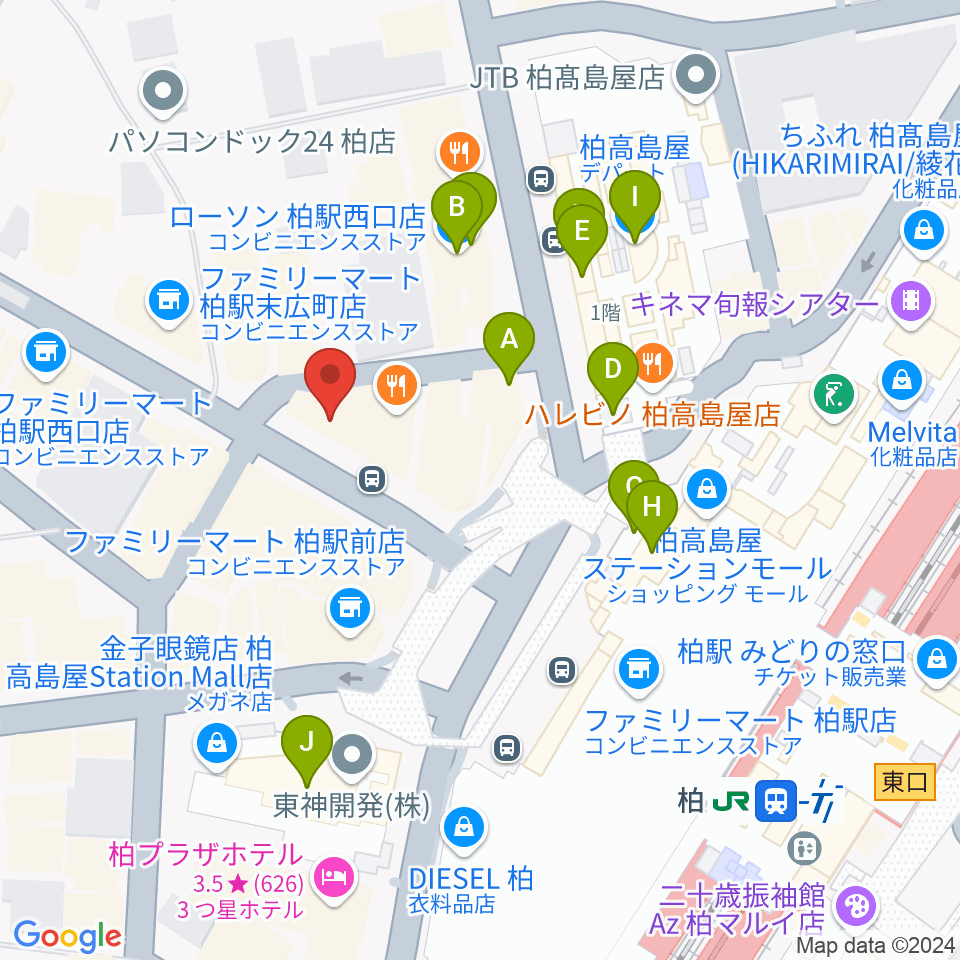 NHK文化センター柏教室周辺のカフェ一覧地図