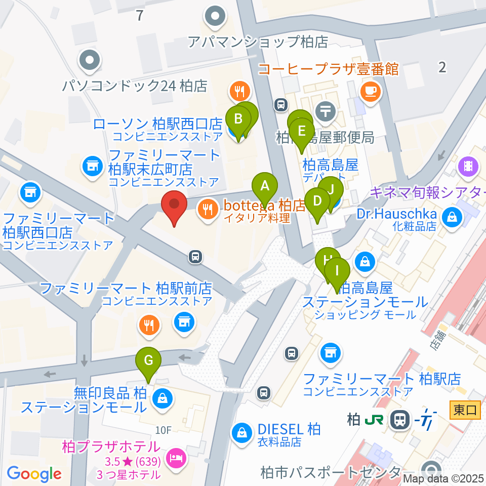 NHK文化センター柏教室周辺のカフェ一覧地図