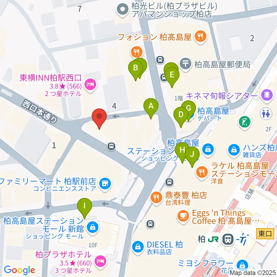 NHK文化センター柏教室周辺のカフェ一覧地図