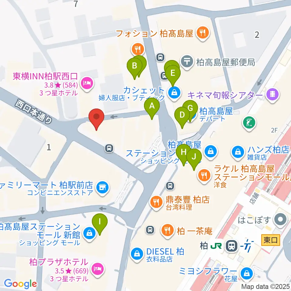 NHK文化センター柏教室周辺のカフェ一覧地図