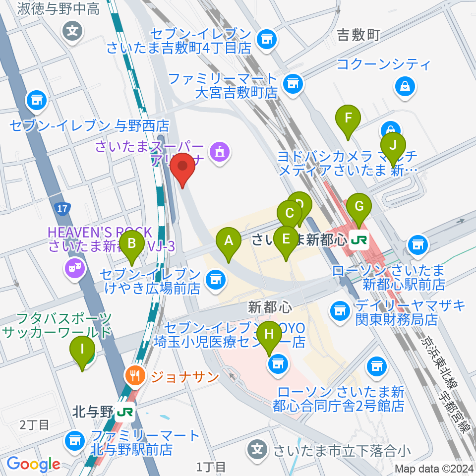 NHK文化センター さいたまアリーナ教室周辺のカフェ一覧地図