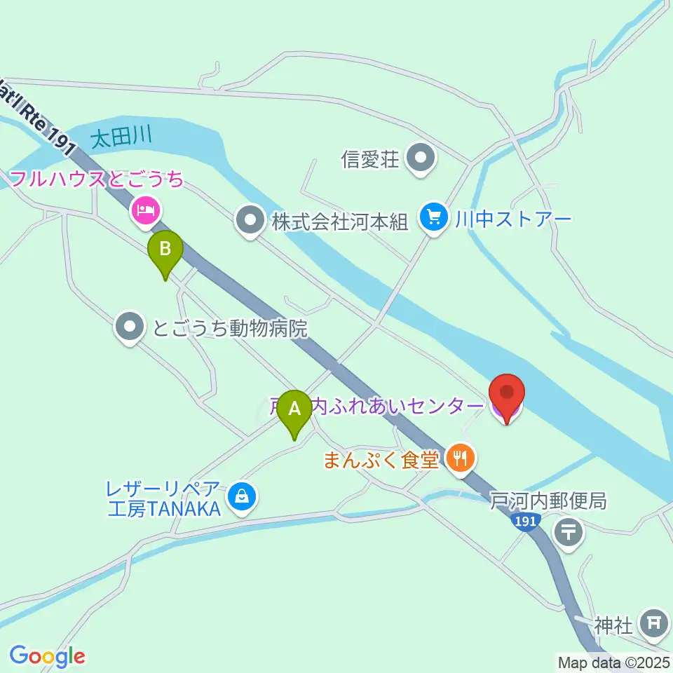 戸河内ふれあいセンター周辺のカフェ一覧地図