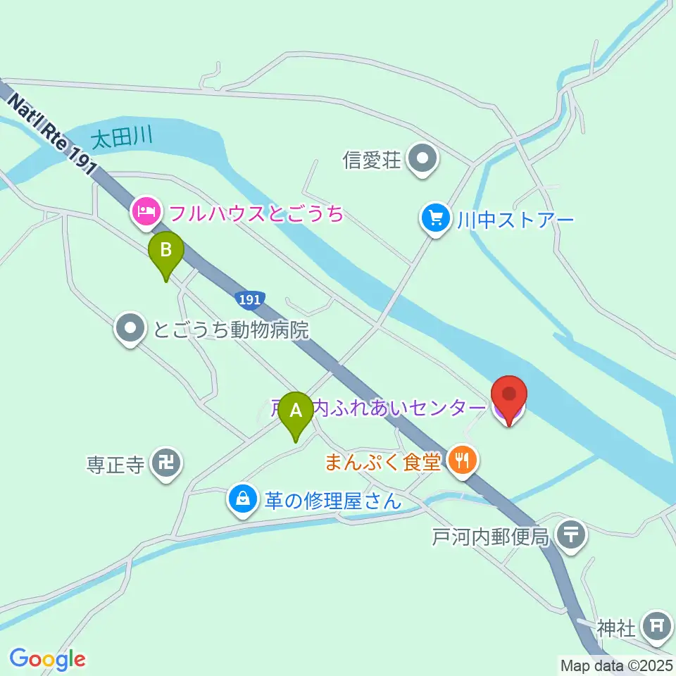 戸河内ふれあいセンター周辺のカフェ一覧地図