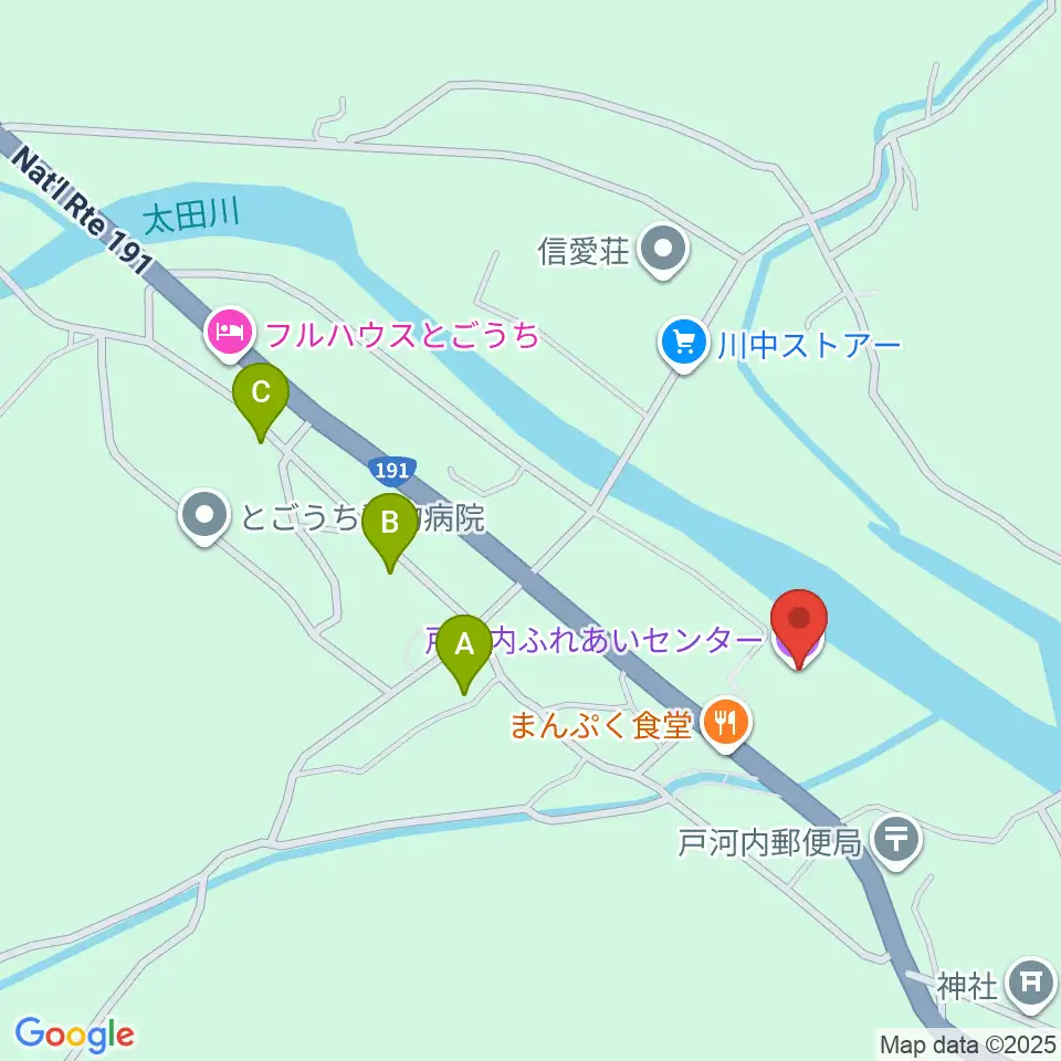 戸河内ふれあいセンター周辺のカフェ一覧地図